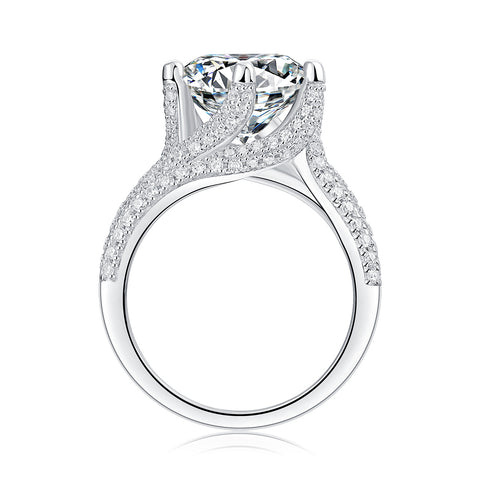 Luxury Fashion Large Diamond Ring Moissanite Silver Ring