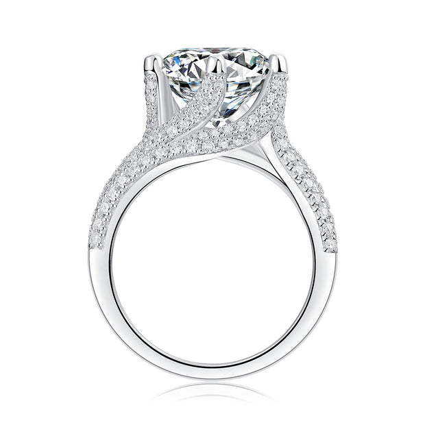 Luxury Fashion Large Diamond Ring Moissanite Silver Ring