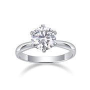 Classic Six-prong Mossan Diamond Silver Open Ring And Fixed Ring