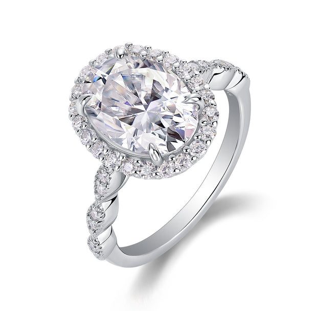 Bright Moon - A Fashionable Diamond Jewelry Piece Set With Moissanite S925 Sterling Silver And Platinum-plated Diamond Ring