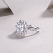Sunflower - A Fashionable Diamond Jewelry Piece Set With 3-carat Moissanite S925 Sterling Silver And Platinum Diamond Ring