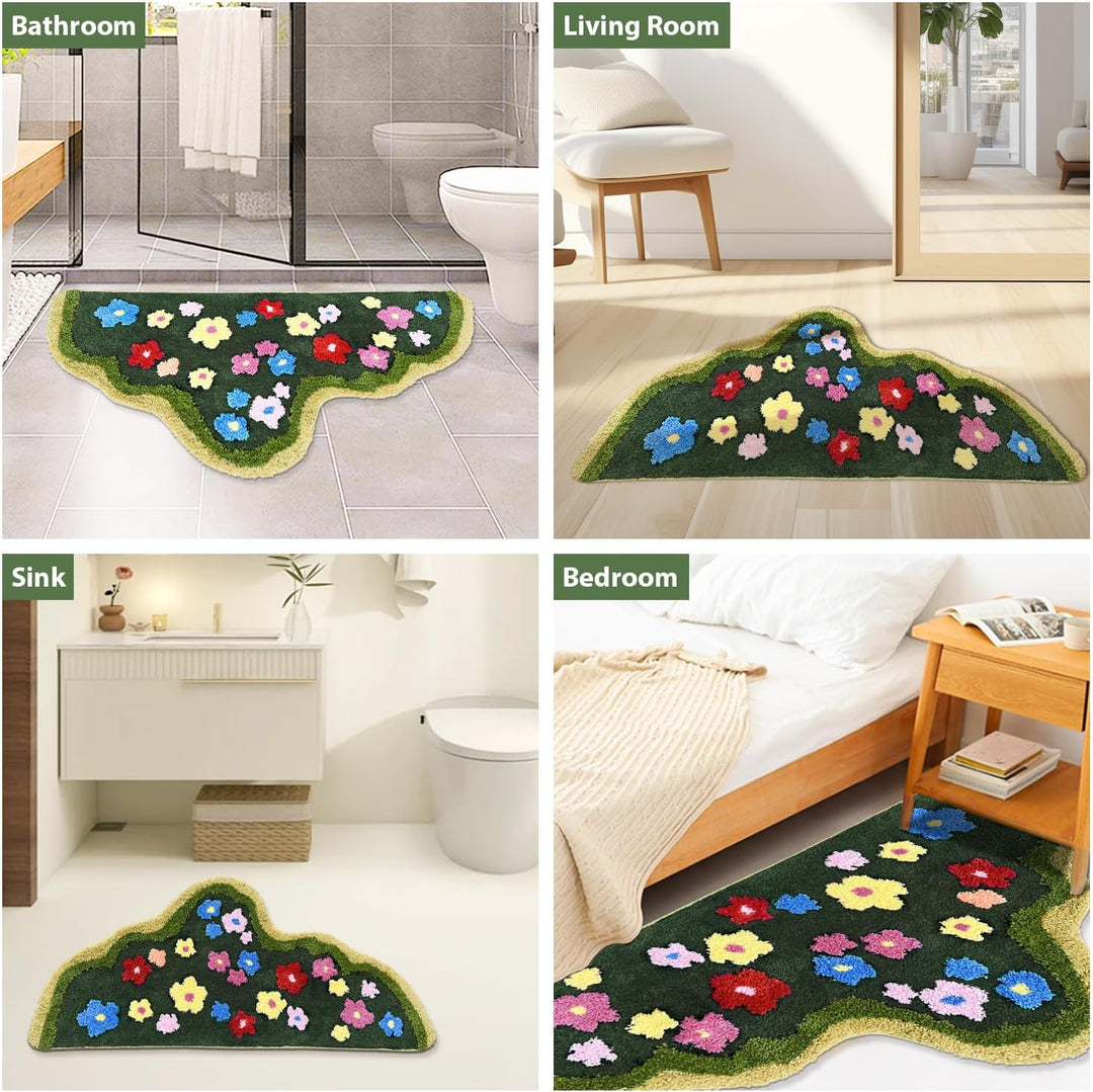 3d Moss Rug Washable Rainbow Rug For Girl Nursery, Small Rug 2X 5 FT Colorful Area Rugs For Kids Bedroom, Non-Slip Soft Polka Dot Carpet Kids Rugs For Classroom Playroom Tent Castle