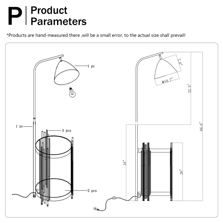 Luxury Shelves Floor Lamp For Living Room With Metal Lampshade