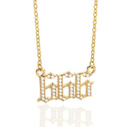 Minimalist Micro Zirconia Numeral Angel Pendant Necklace