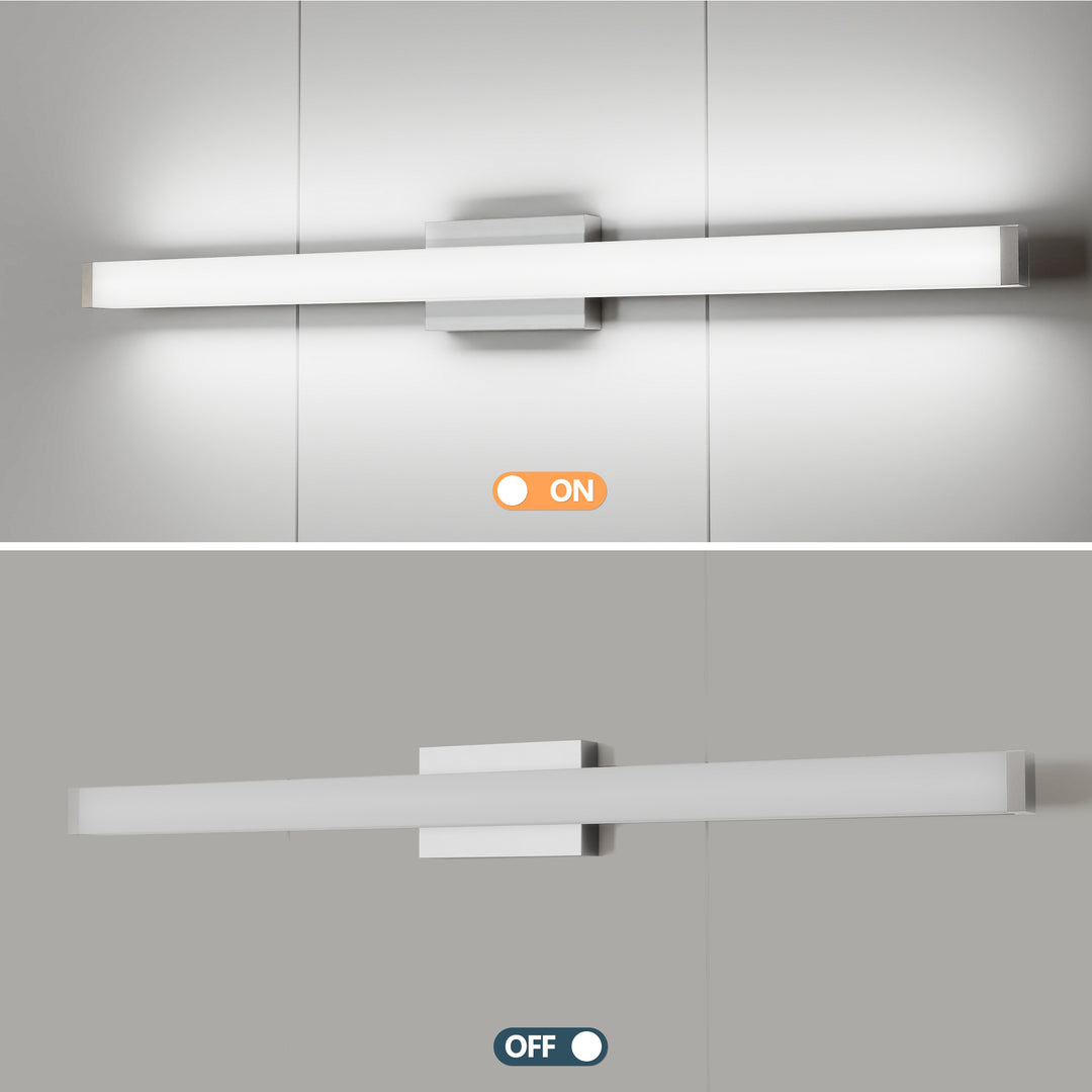 Bathroom Vanity Light Brushed Nickel Square LED 41 Inch 24W 6000K Cool White Light Wall Bar Lighting Fixtures Over Mirror -Brushed Nickel, 41in