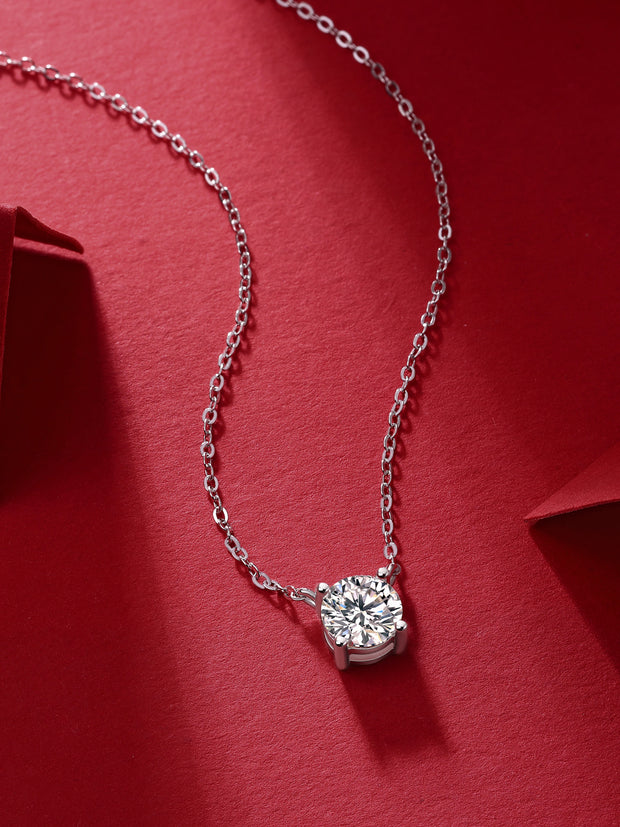 My Heart Will Last Forever - Affordable Diamond Jewelry Necklace Pendant Set With 1-carat And 2-carat Moissan Diamonds, S925 Sterling Silver And Platinum Plating. Fashionable And Trendy Jewelry