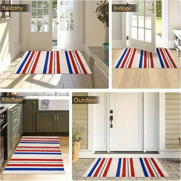 Home Decor Patriotic Family Door Mat, Indoor And Outdoor Anti-slip Entrance Mat, Red, White And Blue Patriotic Patterns, Beautiful And Eternal, Made Of Diatom Mud, Healthy And Durable, Easy To Clean