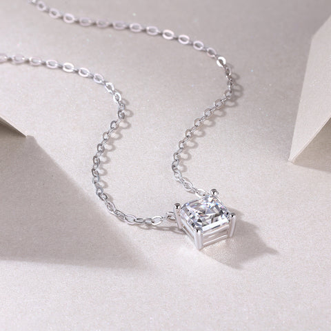 Eternal - A Fashionable And Luxurious Diamond Jewelry Pendant Set With Square Moissanite S925 Sterling Silver