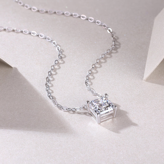 Eternal - A Fashionable And Luxurious Diamond Jewelry Pendant Set With Square Moissanite S925 Sterling Silver