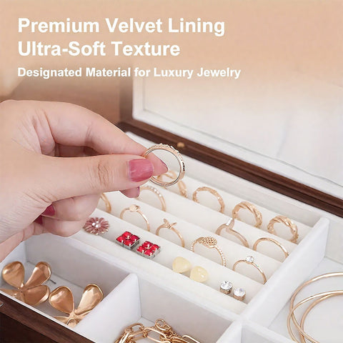 Solid Wood Jewelry Storage Box Ladies Retro Wooden Necklace Jewelry Bracelet Watch Display Box Handmade Wedding Birthday Anniversary Jewelry Box