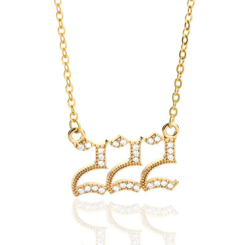 Minimalist Micro Zirconia Numeral Angel Pendant Necklace