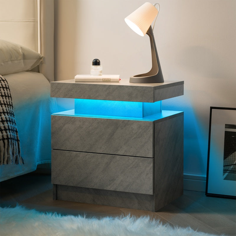 Nightstand LED Bedside Table Cabinet Lights Modern End Side