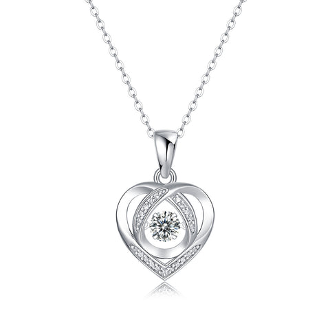 Heart To Have Your Luxurious Fashion Diamond Pendant Necklace Set With Mosan Diamond Silver Ornaments