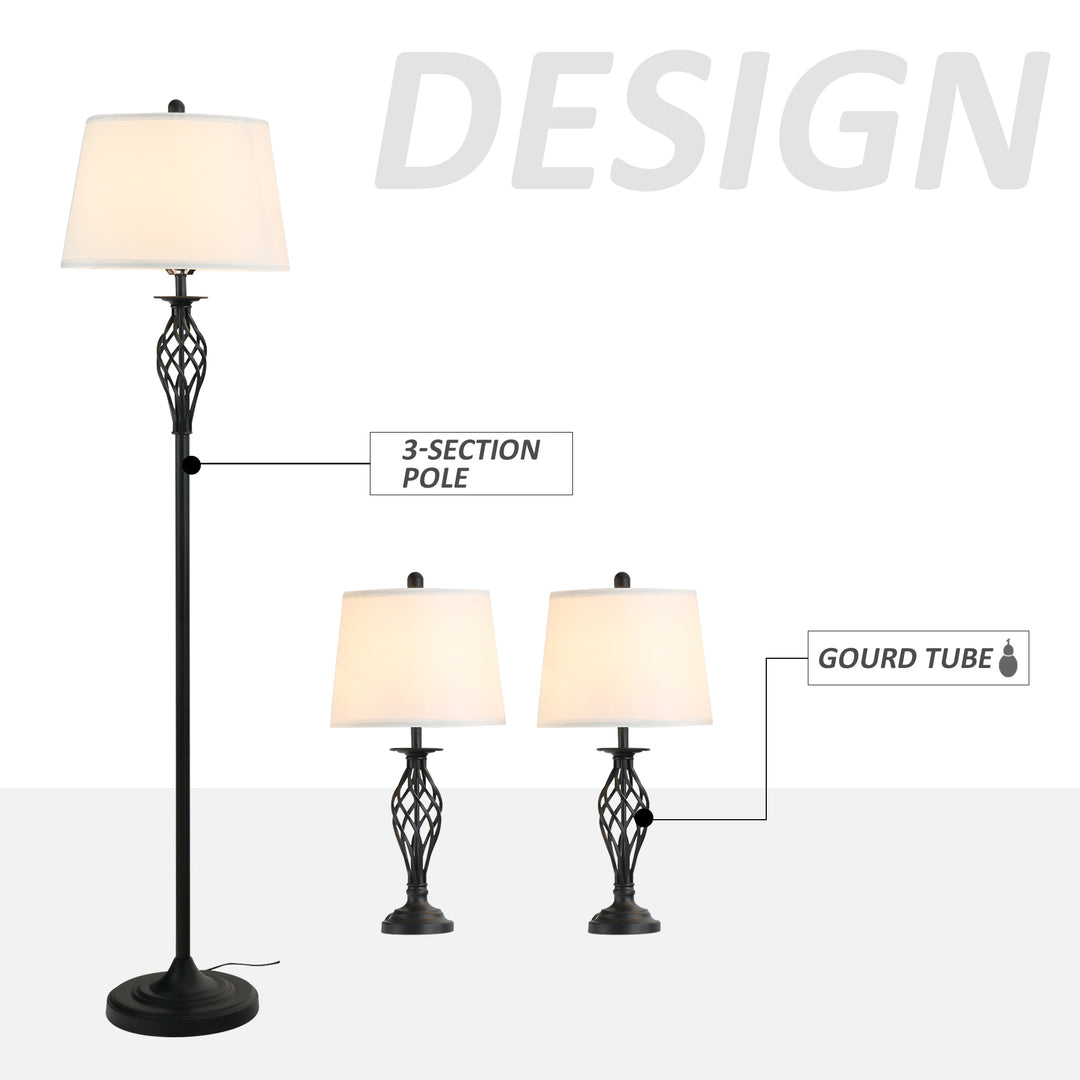 3 Piece Table Floor Lamp Set with Pole