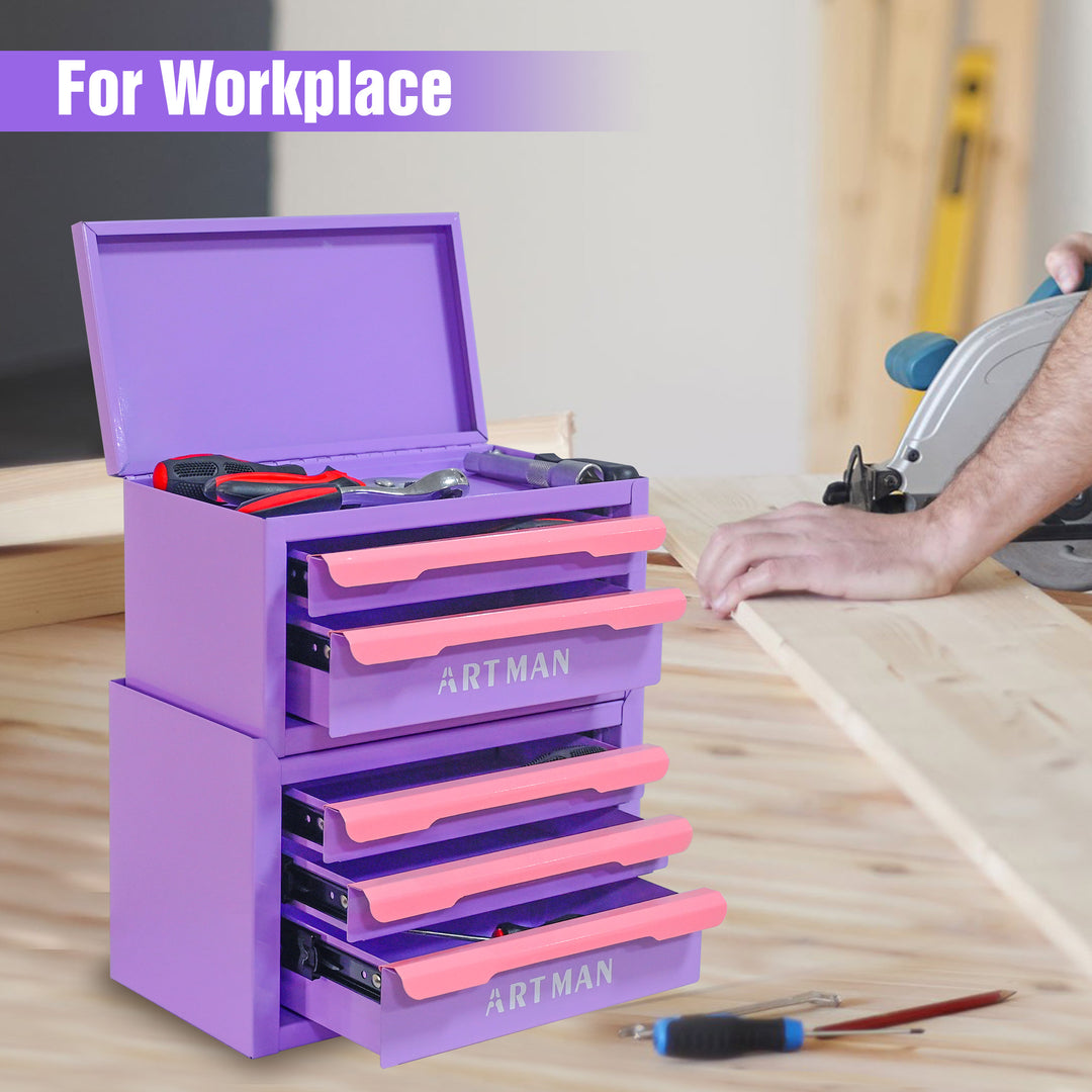 Drawer-style Desktop Storage Box, Office Workstation Organizing Magic Tool, Desk Stationery Storage Rack, Cosmetic Storage Cabinet--Purple-pink Color