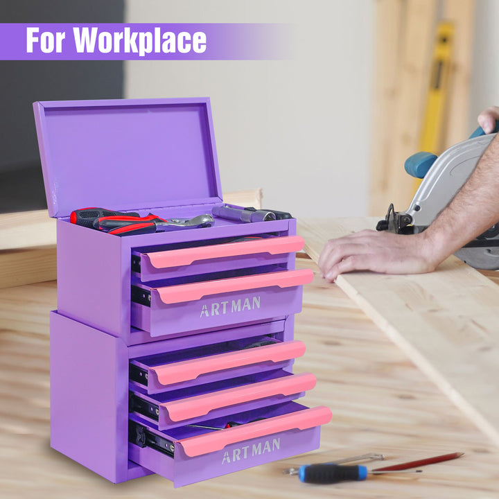 Drawer-style Desktop Storage Box, Office Workstation Organizing Magic Tool, Desk Stationery Storage Rack, Cosmetic Storage Cabinet--Purple-pink Color