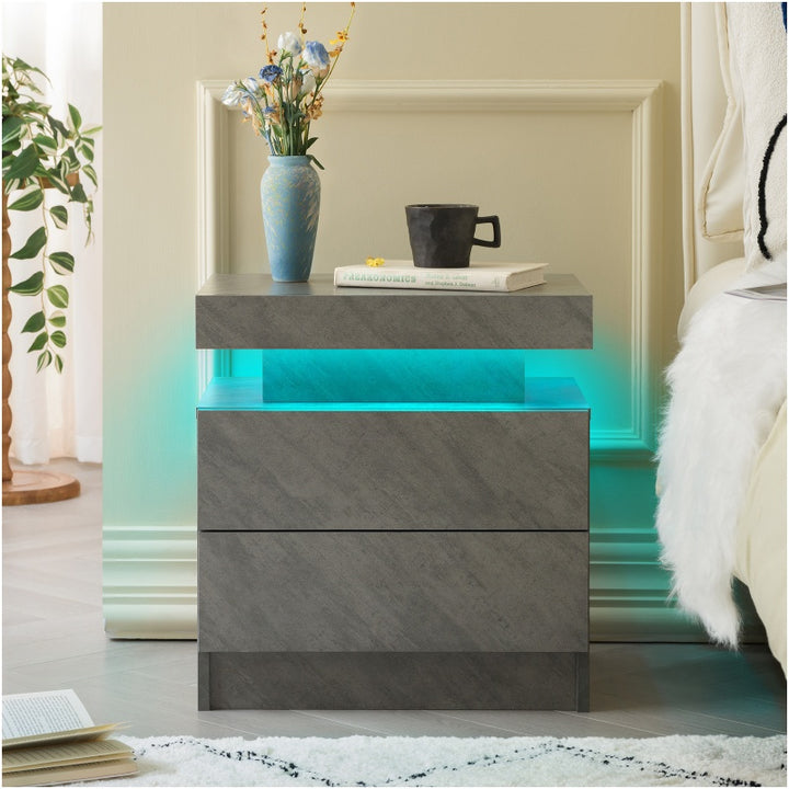 Nightstand LED Bedside Table Cabinet Lights Modern End Side