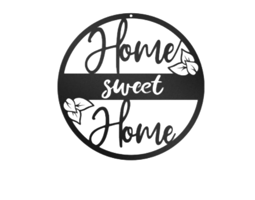 Home Sweet Home Floral - Metal Wall Art