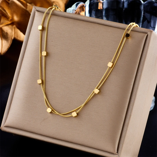 Dieyuro 316l Stainless Steel Necklace, Cube Chain Necklace