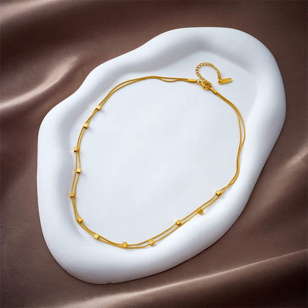 Dieyuro 316l Stainless Steel Necklace, Cube Chain Necklace