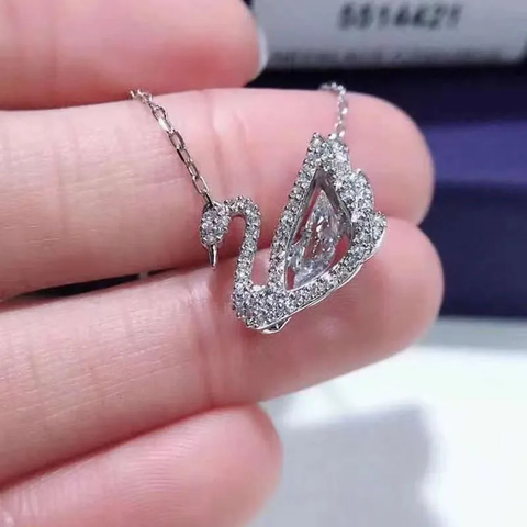 Swan Necklace, Element Crystal Smart Swan Clavicle Necklace