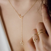 New Simple Moon Star Pendant Choker Necklace And Women's Party Jewelry