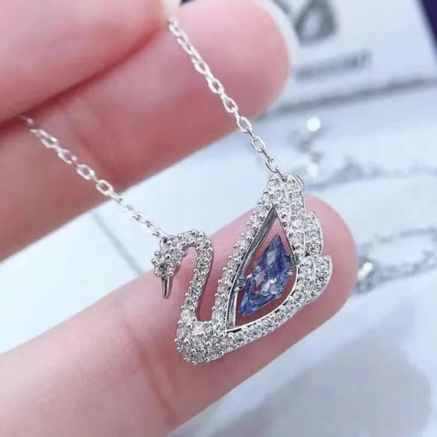 Swan Necklace, Element Crystal Smart Swan Clavicle Necklace