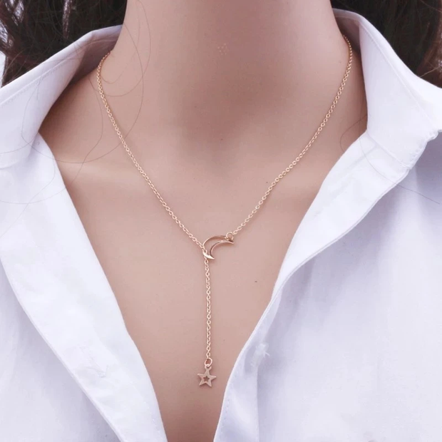 New Simple Moon Star Pendant Choker Necklace And Women's Party Jewelry