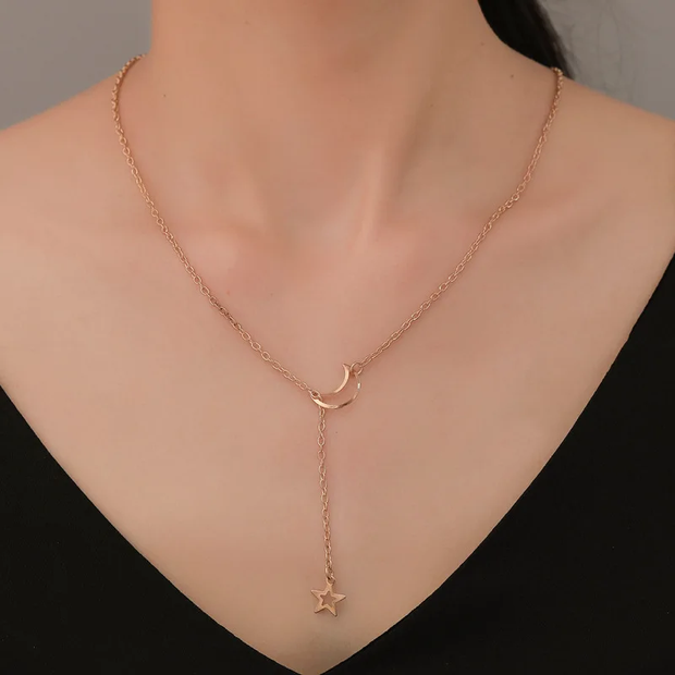 New Simple Moon Star Pendant Choker Necklace And Women's Party Jewelry
