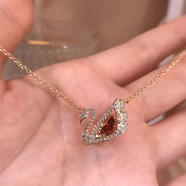 Swan Necklace, Element Crystal Smart Swan Clavicle Necklace