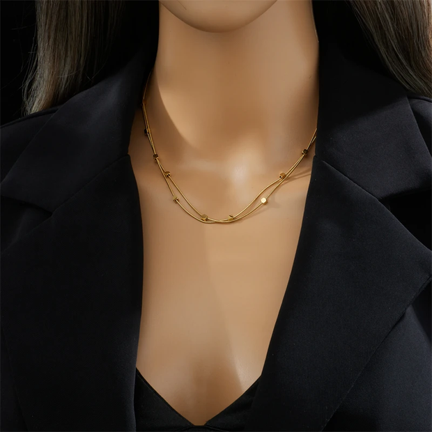 Dieyuro 316l Stainless Steel Necklace, Cube Chain Necklace