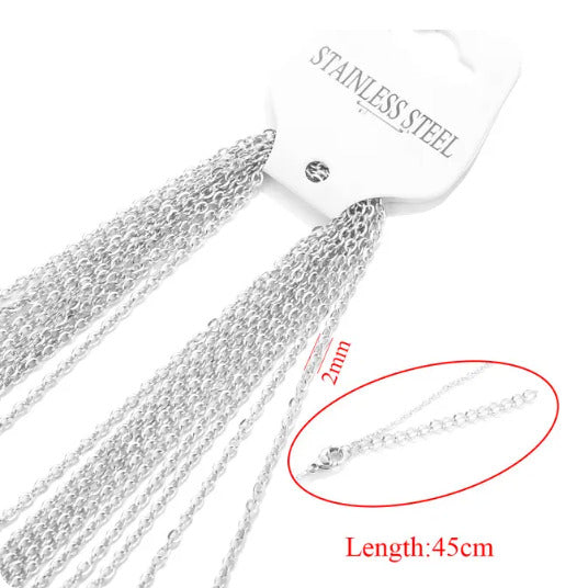 White Plated Stainless Steel Chains Necklace Jewelry