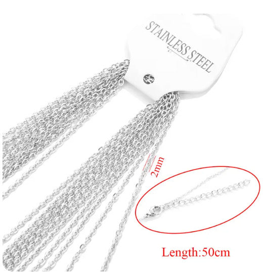White Plated Stainless Steel Chains Necklace Jewelry