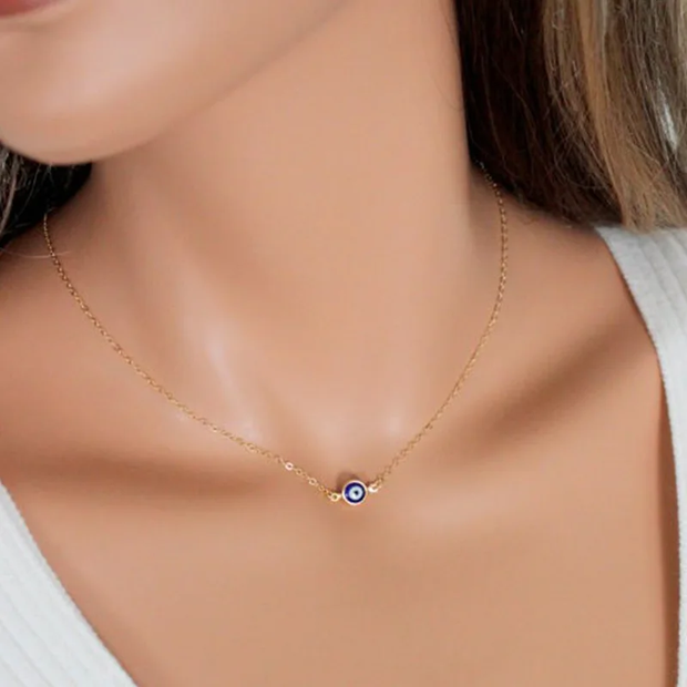 Deep Sea Blue Evil Eye Pendant Necklace, Turkish Blue Eye Jewelry, Women's Fashion Necklace, Leather Rope Chain Necklace, Unique Gift Idea