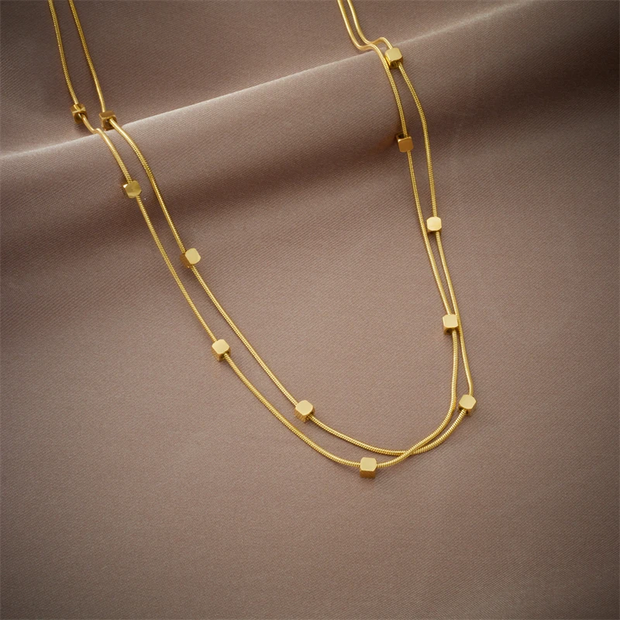 Dieyuro 316l Stainless Steel Necklace, Cube Chain Necklace