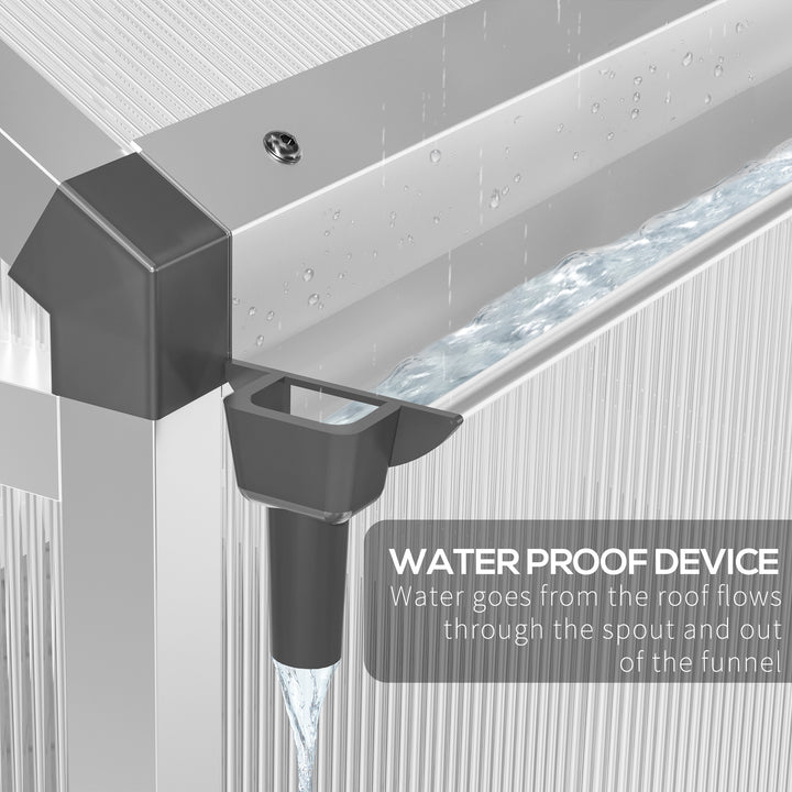 8' L x 6' W Walk-In Polycarbonate Greenhouse with Roof Vent for Ventilation & Rain Gutter for Winter