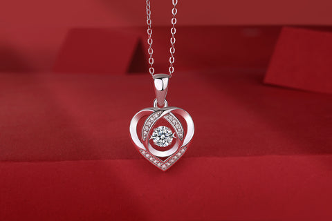 Heart To Have Your Luxurious Fashion Diamond Pendant Necklace Set With Mosan Diamond Silver Ornaments
