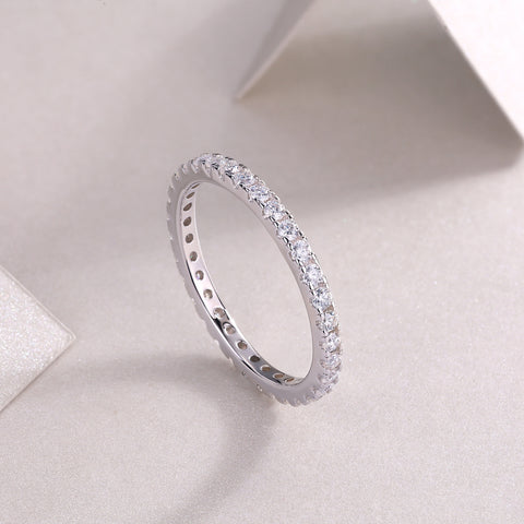 Luxury Fashion Row Diamond Ring Moissanite Silver Ring