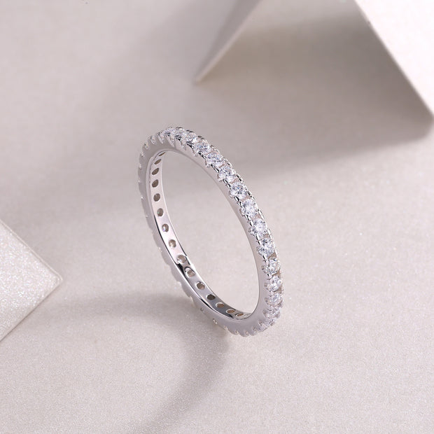 Luxury Fashion Row Diamond Ring Moissanite Silver Ring