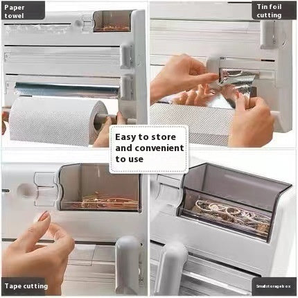 Kitchen Multi-functional Shelf Wall-mounted Plastic Wrap Storage Box