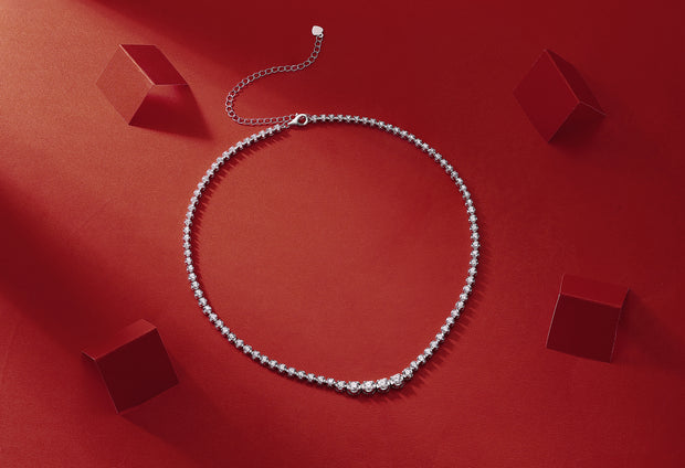 In The Name Of Light Luxurious Fashion Diamond Pendant Necklace Set With Mosan Diamond Silver Ornaments