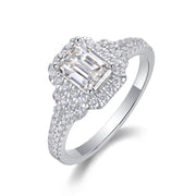 Square Luxury Diamond Ring Fashion Moissanite Silver Ring