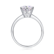 Classic Six-prong Mossan Diamond Silver Open Ring And Fixed Ring