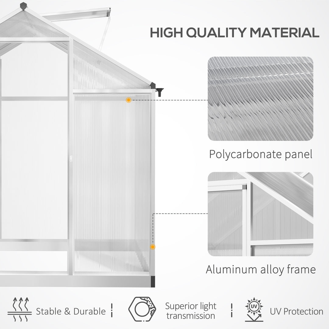 8' L x 6' W Walk-In Polycarbonate Greenhouse with Roof Vent for Ventilation & Rain Gutter for Winter