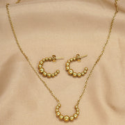 Lxalry Golden Jewelry Set - Crescent Pendant Necklace & Earrings