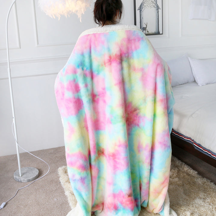 1 Piece Shaggy Blanket Plush Faux Fur Blanket For Bed Sofa Ultra Soft Luxury Sherpa Blanket Rainbow Colorful  Blanke