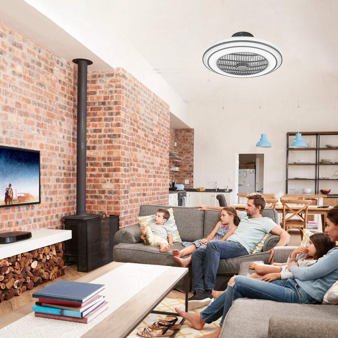 20.5in Ceiling Fan With Light Round Pendant Fan Lamp 30W LED Ceiling Fan With 3-Fan Speed Remote Control Timer APP Control