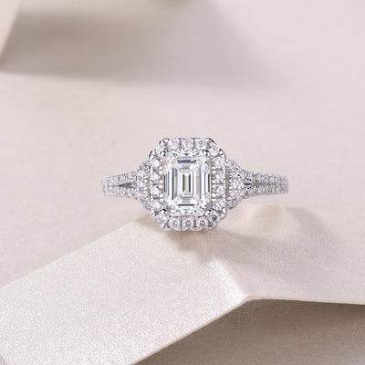 Square Luxury Diamond Ring Fashion Moissanite Silver Ring
