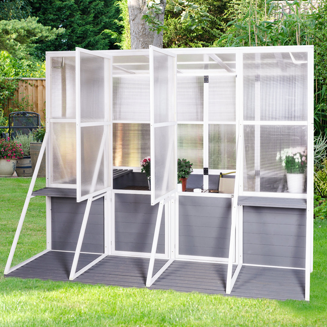 Wooden Lean-to Greenhouse For Outdoors, Heavy Duty Walk-in, For Winter
