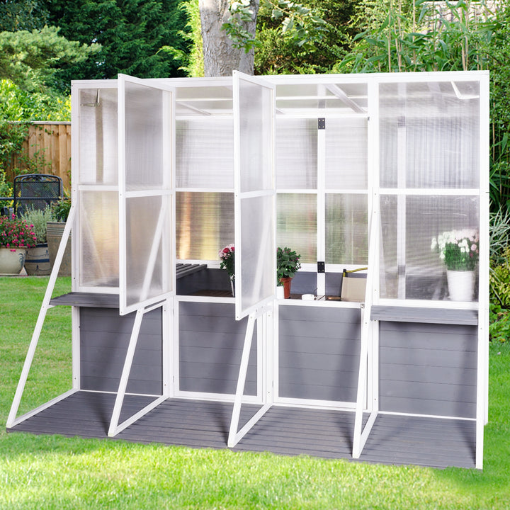 Wooden Lean-to Greenhouse For Outdoors, Heavy Duty Walk-in, For Winter